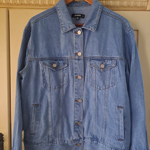 Misguided oversized blue-blues denim jacket US Sz 8 - Picture 1 of 9